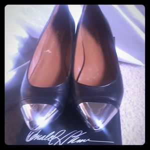 Signed Donald J Pliner wedged flats